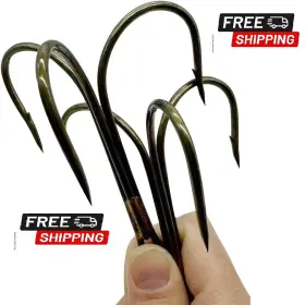 Branded 313108994974 6 Pcs 14/0 Classic Bronze Treble Hooks Large Sharp Triple Barbed Fish Hook New U Branded 313108994974 6 Pcs 14/0 Classic Bronze Treble Hooks Large Sharp Triple Barbed Fish Hook New U