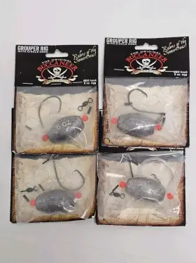 Buccneer Bait Company 799967390582 Lot Of 4 8oz Grouper Rigs #8/0 Premium Circle Hook Egg Sinker New