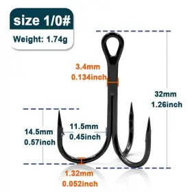 Budhiuh Jsm4-10112 100pcs Black Strong High Carbon Steel Treble Hooks Fishing Triple Lures Hook Budhiuh Jsm4-10112 100pcs Black Strong High Carbon Steel Treble Hooks Fishing Triple Lures Hook