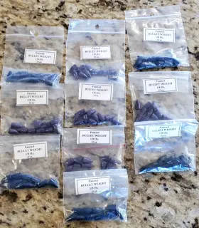Bullet Weights 089186103057 100 Purple And Dark Blue Standard Lead Worm Weight 1/8th Oz Bullet Weights 089186103057 100 Purple And Dark Blue Standard Lead Worm Weight 1/8th Oz