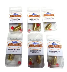 Bullet Weights 089186513238 6 Packs Brass Carolina Rig 3/4 Oz. Pc Fishing Gear