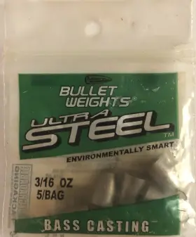 Bullet Weights 089186612047 Ultra Steel Sinkers 3/16oz Bass Casting - Package Of 5 Bullet Weights 089186612047 Ultra Steel Sinkers 3/16oz Bass Casting - Package Of 5