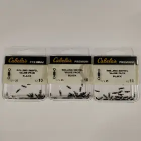 Cabalas Kv-10 3 Packs Rolling Swivel Value Pack Size 10 Black Premium