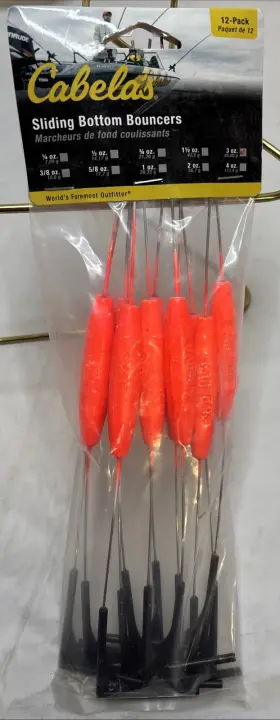 Cabelas 12sb03 12 Count #12sb03 Sliding Bottom Bouncer 3 Ounce Fluorescent Orange Nip