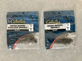 Cabelas Bba-duo-sw-bl-14 144 In 2 Packages Sz 14 Black Brass Swivels With Duolock Snaps New Cabelas Bba-duo-sw-bl-14 144 In 2 Packages Sz 14 Black Brass Swivels With Duolock Snaps New