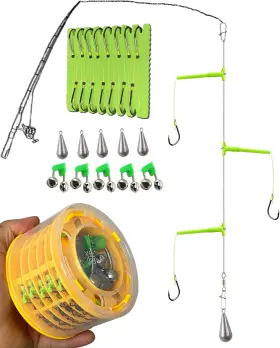Caigao 618087215486 Abrasion Resistant Braided Fishing Lines With 3 Hooks And Stainless Green Caigao 618087215486 Abrasion Resistant Braided Fishing Lines With 3 Hooks And Stainless Green