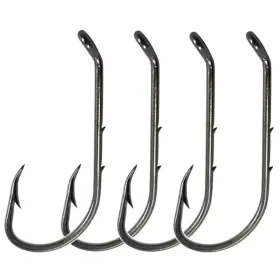 Cajoauis 752895605593 Baitholder Fishing Hooks 100pcs/ Pack Barbed Shank Down Eye Offset Ho