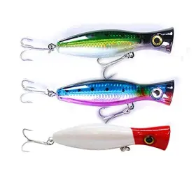 China 780347451580 Pack Of 3 Large Top Water Poppers 4.75 In/ 1.5 Oz Green/blue/red Head China 780347451580 Pack Of 3 Large Top Water Poppers 4.75 In/ 1.5 Oz Green/blue/red Head