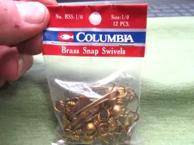 Columbia Bss-1/0 11 Nos Bags 132 Pcs Total Brass Snap Swivels Size 1/0 - Fishing New