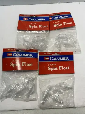 Columbia Sf100 Lot Of 4 #sf100 Package Four 1 Inch Clear Plastic Spin Floats Each Nip Columbia Sf100 Lot Of 4 #sf100 Package Four 1 Inch Clear Plastic Spin Floats Each Nip