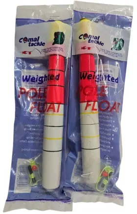 Comal Tackle Company 045063719209 Weighted Pole Slip Float Orange White And Yellow Is 8 Inch Lot Of 2