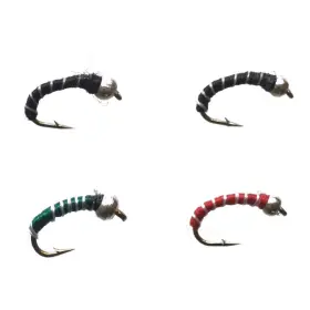 Cortland 709386 Zebra Midge Nymph-black-green-red 4 Pack - Cortland 709386 Zebra Midge Nymph-black-green-red 4 Pack -