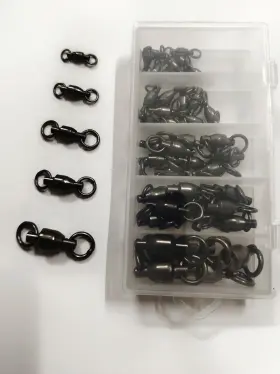 Ctctbsjo 768795579742 50 Pack Fishing Ball Bearing Swivels Tackle Heavy Duty Black Nickel