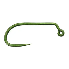 Daiichi 4694 Hook - 60 Degree Barbless Jig Matte Green Fly Tying 25 Pack