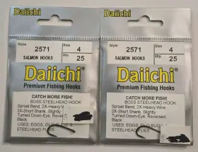 Daiichi 754072246049 2 - 2571 Size 4 Steelhead Hooks 25pk