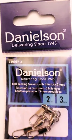 Danielson 2300sp-2 12 Packs Ball Bearing Fishing Swivels With Interlock Snap Sz 2