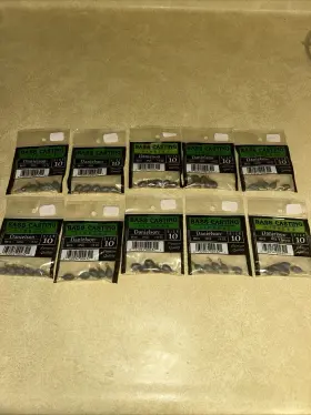 Danielson Bs10 Lot Of 10 Packs 5 50 Bass Casting Sinkers Weights 1/8 Ounce