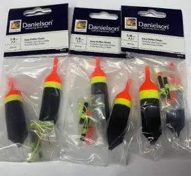 Danielson Edf1 3pc Easy Drifter Floats 1/8oz 2pk Black Chartreuse Red Edf1/8