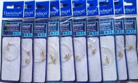 Danielson Httg-18 10 Packs Of Snelled Gold Treble Fish Hooks Size 18 - 3 Per Pack Danielson Httg-18 10 Packs Of Snelled Gold Treble Fish Hooks Size 18 - 3 Per Pack