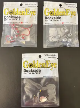 Dockside Bait & Tackle R145-00 And Golden Eye Jig Heads Black Platinum/bulls Bonus
