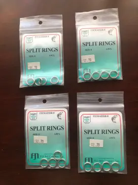 Dolphin Zssr-8 4 Pack Lot Split Rings Size 8 Qty