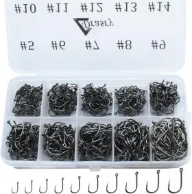 Drasry 680465200124 Fishing Hooks Set High Carbon Steel Jig Bait Sharp Fish Hook For Black