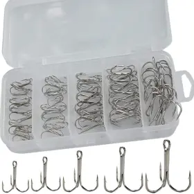 Drasry 680465200148 50pcs Fishing Treble Hooks Set For Saltwater Freshwater Size 1/0 To 16 High C