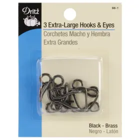 Dritz 072879262445 Extra-large Hooks And Eyes 3 Count Black Dritz 072879262445 Extra-large Hooks And Eyes 3 Count Black