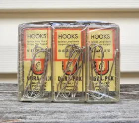 Dura Pak 023534144767 Special Long Shank Sz 3 Nos Vintage Ringed Eye Tyimg Fly Fishing 6pk 36 Hooks