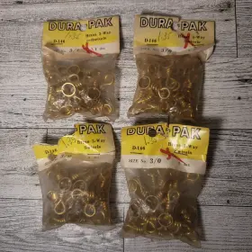 Dura Pak D-146 Vintage Brass 3 Way Swivels Fishing Tackle Size No 3/0 4 Dozen Korea Dura Pak D-146 Vintage Brass 3 Way Swivels Fishing Tackle Size No 3/0 4 Dozen Korea