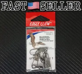 Eagle Claw 01032-001 3-pack Barrel Swivel Terminal Tackle Size 1