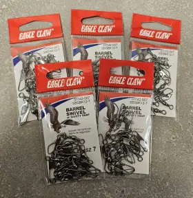 Eagle Claw 01142-007 60-piece Lot Size 7 Barrel Swivel With Safety Snap Black Eagle Claw 01142-007 60-piece Lot Size 7 Barrel Swivel With Safety Snap Black