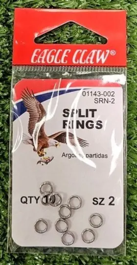 Eagle Claw 01143-002 Split Rings Fishing Tackle Nickle - 11 Pack