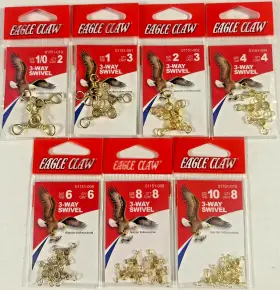 Eagle Claw 01151 Brass 3 Way Swivel You Choose Size And Qty. Fixed S/h Eagle Claw 01151 Brass 3 Way Swivel You Choose Size And Qty. Fixed S/h