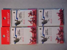 Eagle Claw 01154-008 4 Packs 3-way Swivels Size 8 Red Total 32