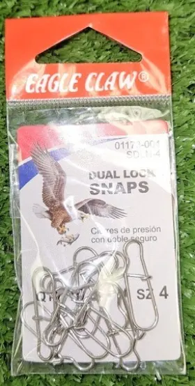 Eagle Claw 01173-004 Dual Lock Snaps Nickle - 11 Pack