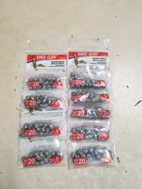 Eagle Claw 02010-004 Lot Of 9 Packs - Size 5 Removeable Split Shot 20/pack