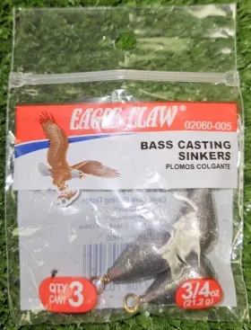 Eagle Claw 02060-005 Bass Casting Sinkers 3/4 Oz Lead Weights - 10 Pack