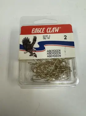 Eagle Claw 022f-2 New 50ct Gold Aberdeen Hooks Size 2 Made Usa