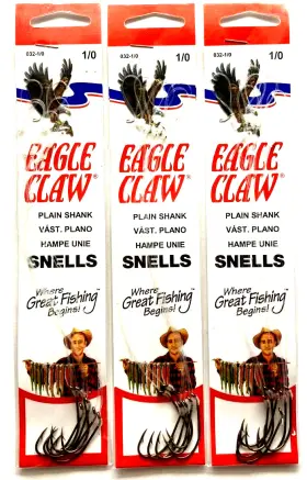 Eagle Claw 032-1/0 18 Snelled #032-1/0 Plain Shank Hook Size 1/0 Bronze Eagle Claw 032-1/0 18 Snelled #032-1/0 Plain Shank Hook Size 1/0 Bronze