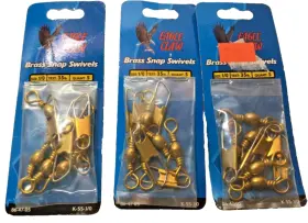 Eagle Claw 039364379866 3 Pkg With 6 Ea Total 18 Brass Snap Swivels - Size 1 K-ss-1/0