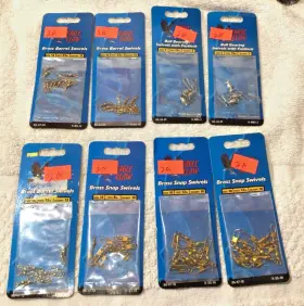 Eagle Claw 039364380022 8 Pkg 70 Nickle Brass Ball Bearing Barrel Snap Swivels Lot - 2a Eagle Claw 039364380022 8 Pkg 70 Nickle Brass Ball Bearing Barrel Snap Swivels Lot - 2a