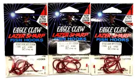 Eagle Claw 045la 3 Packs L193g Salmon/steelhead Hook Size 4/0 Red 8 Count Package