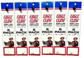 Eagle Claw 047708000840 6 Packs No. 051 Snelled Fish Hook Size 12 Gold Finish 6-count Package