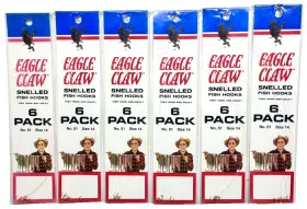 Eagle Claw 047708000857 6 Packs No. 051 Snelled Fish Hook Size 14 Gold Finish 6-count Package