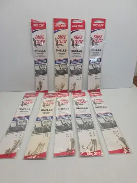 Eagle Claw 047708001229 9 Packs Snells Aberdeen Hooks 121-2 Total 54 New Old Stock Eagle Claw 047708001229 9 Packs Snells Aberdeen Hooks 121-2 Total 54 New Old Stock