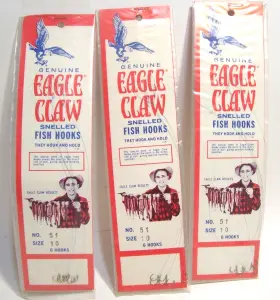 Eagle Claw 047708001892 18 Baitholder Snelled Hooks #51 Bronze Size 10 3 Packs X 6