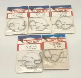 Eagle Claw 047708009645 Lot Of 5 580-40 Salmon Leader Slip Tie Size 5/6 Mooching Rigs 40lb Eagle Claw 047708009645 Lot Of 5 580-40 Salmon Leader Slip Tie Size 5/6 Mooching Rigs 40lb