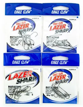 Eagle Claw 047708015318 Lazer Sharp Rotating Hooks 4pk Lot Size 4 Light Wire Platinum Black
