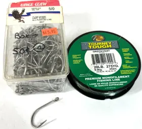 Eagle Claw 047708025072 090ss 5/0 #5/0 95 Count Stainless Steel Hooks With Tourney Tough Line Eagle Claw 047708025072 090ss 5/0 #5/0 95 Count Stainless Steel Hooks With Tourney Tough Line